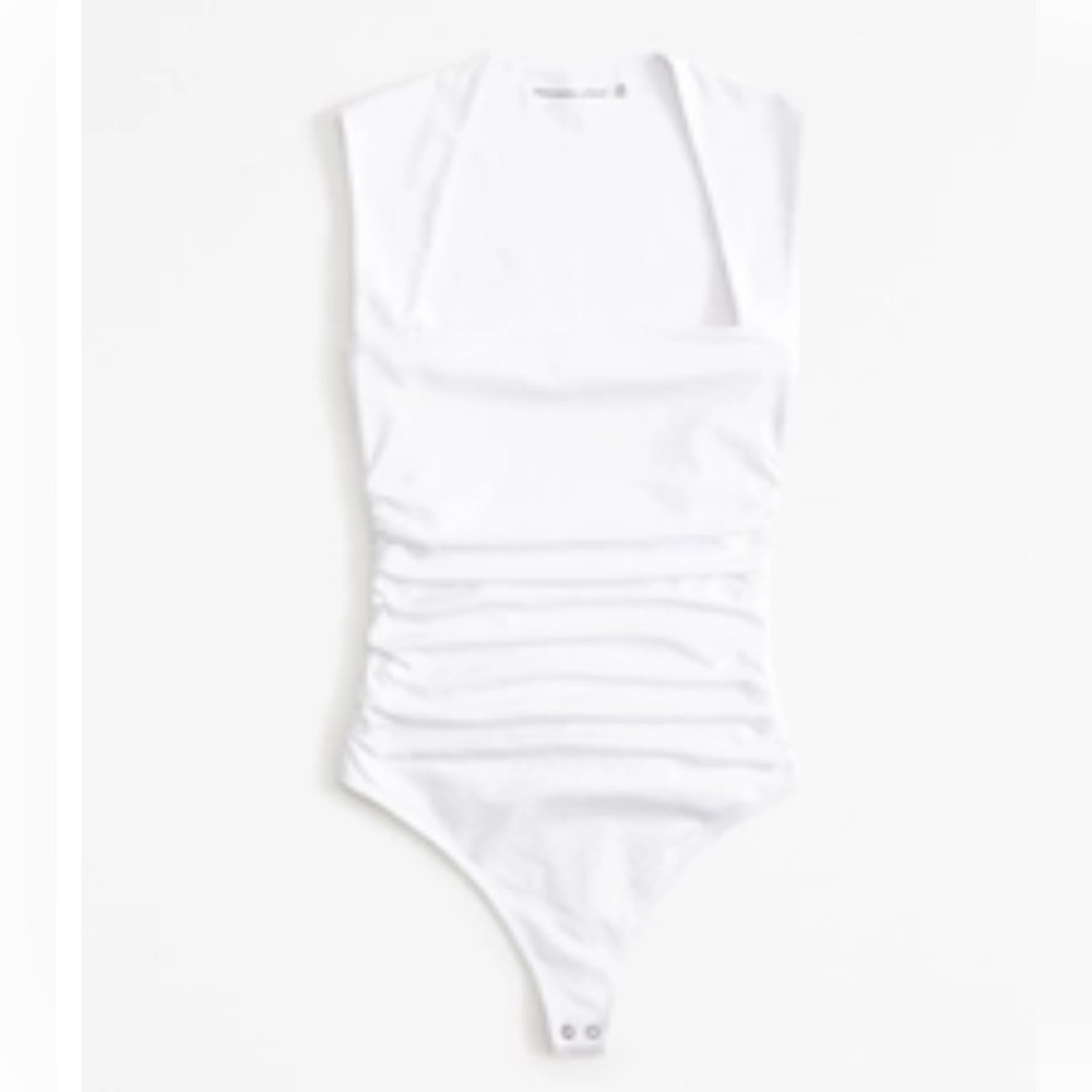Abercrombie Cotton-Blend Seamless Fabric Ruched Portrait Bodysuit
